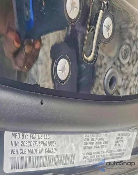 2023 Dodge Challenger R/T Scat Pack z USA, uszkodzony, nr VIN 2C3CDZFJ8PH618067